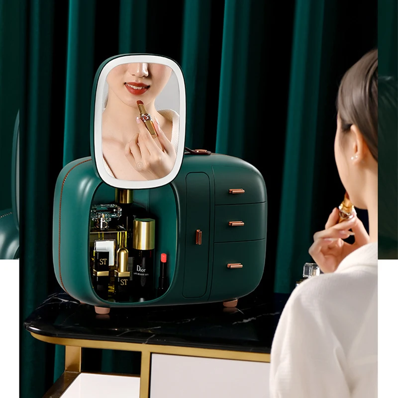 New Cosmetic Storage Box With Mirror Led Light Desktop Makeup Jewelry Beauty Case Dust-Proof Drawer Organizer For Cosmetics
New Cosmetic Storage Box With Mirror Led Light Desktop Makeup Jewelry Beauty Case Dust-Proof Drawer Organizer For Cosmetics