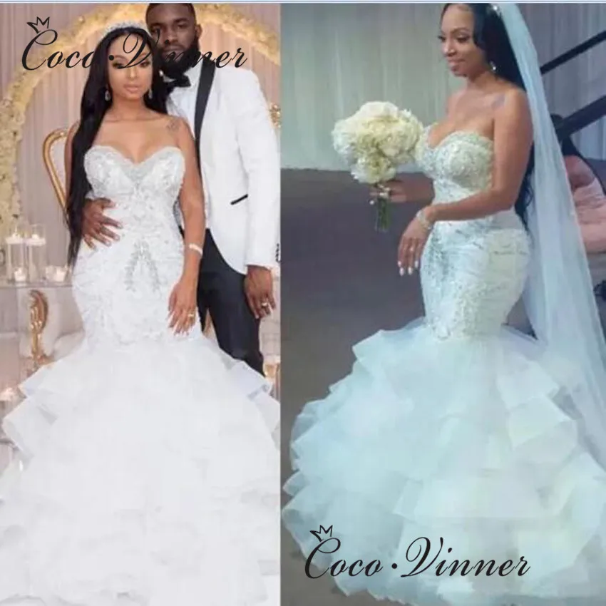 Heavy Cystal Beading Ruched Organza Mermaid Wedding Dress New Sweetheart Neck Lace Up back Pure White Wedding Dresses W0806
Heavy Cystal Beading Ruched Organza Mermaid Wedding Dress New Sweetheart Neck Lace Up back Pure White Wedding Dresses W0806