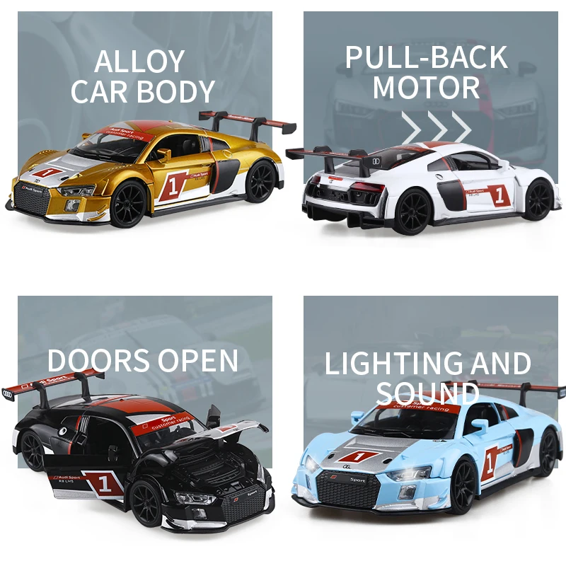 HOBEKARS RMZ 1:32 Diecasts Model Car Alloy Metal R8 LMS Sport Car Simulation Toys Vehicle Pull Back For Decoration Collection
HOBEKARS RMZ 1:32 Diecasts Model Car Alloy Metal R8 LMS Sport Car Simulation Toys Vehicle Pull Back For Decoration Collection