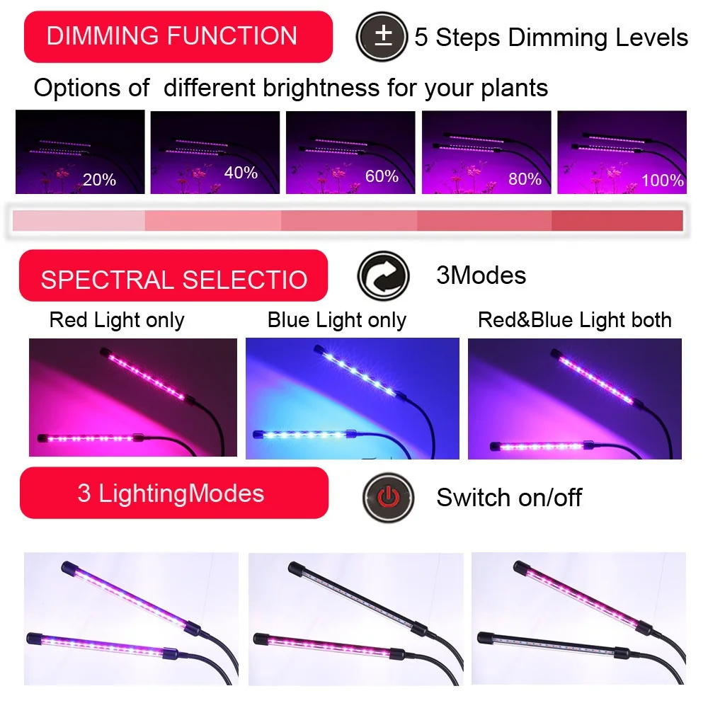 LED Grow Light Indoor Phyto Lamp Plant Growth Lamp Timer Modes Control Plants Light Plants Flower Greenhouse Hydroponic Supplies
LED Grow Light Indoor Phyto Lamp Plant Growth Lamp Timer Modes Control Plants Light Plants Flower Greenhouse Hydroponic Supplies
