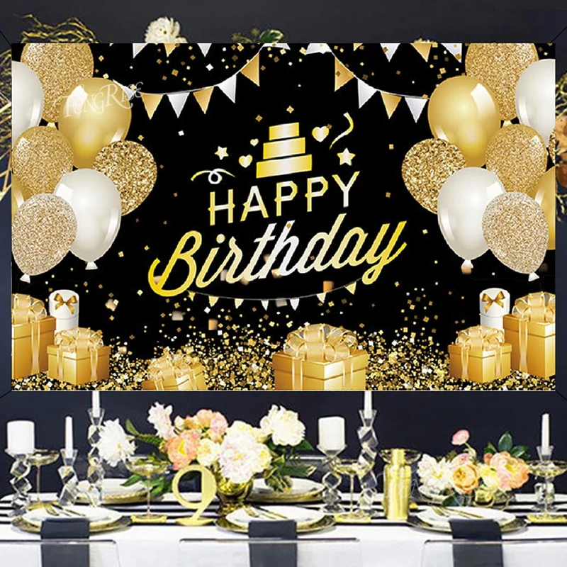 Happy Birthday Backdrop Banner Black Gold Balloon Star Poster Booth Backdrop Birthday Photo Background Wall Wedding Party Decor
Happy Birthday Backdrop Banner Black Gold Balloon Star Poster Booth Backdrop Birthday Photo Background Wall Wedding Party Decor