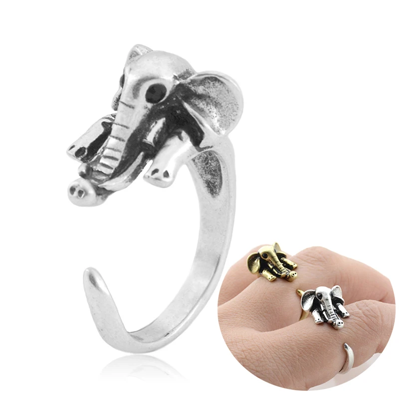 Фото Винтажное кольцо в стиле бохо с изображением детского слона - купить