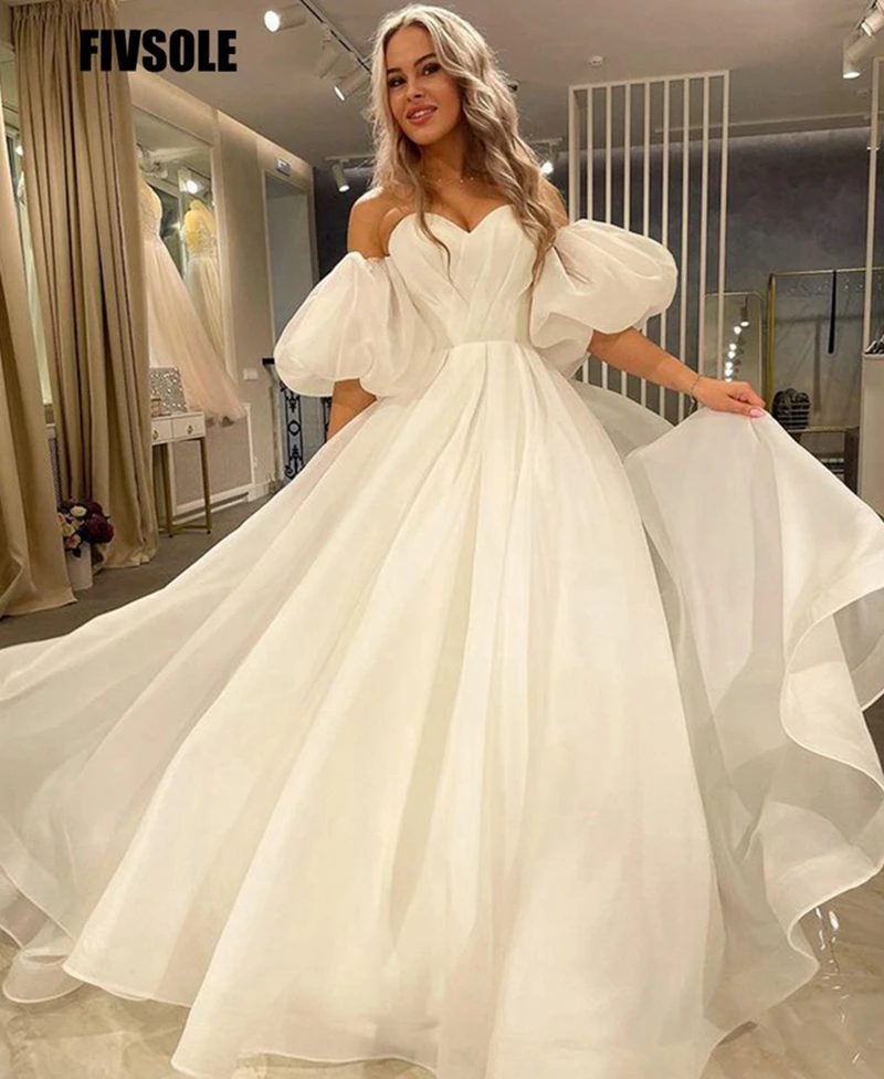 Fivsole 2021 New Design A Line Simple Advanced Wedding Dress Pleat Organza Puff Sleeves Bridal Gowns Sweetheart Vestido De Noiva
Fivsole 2021 New Design A Line Simple Advanced Wedding Dress Pleat Organza Puff Sleeves Bridal Gowns Sweetheart Vestido De Noiva