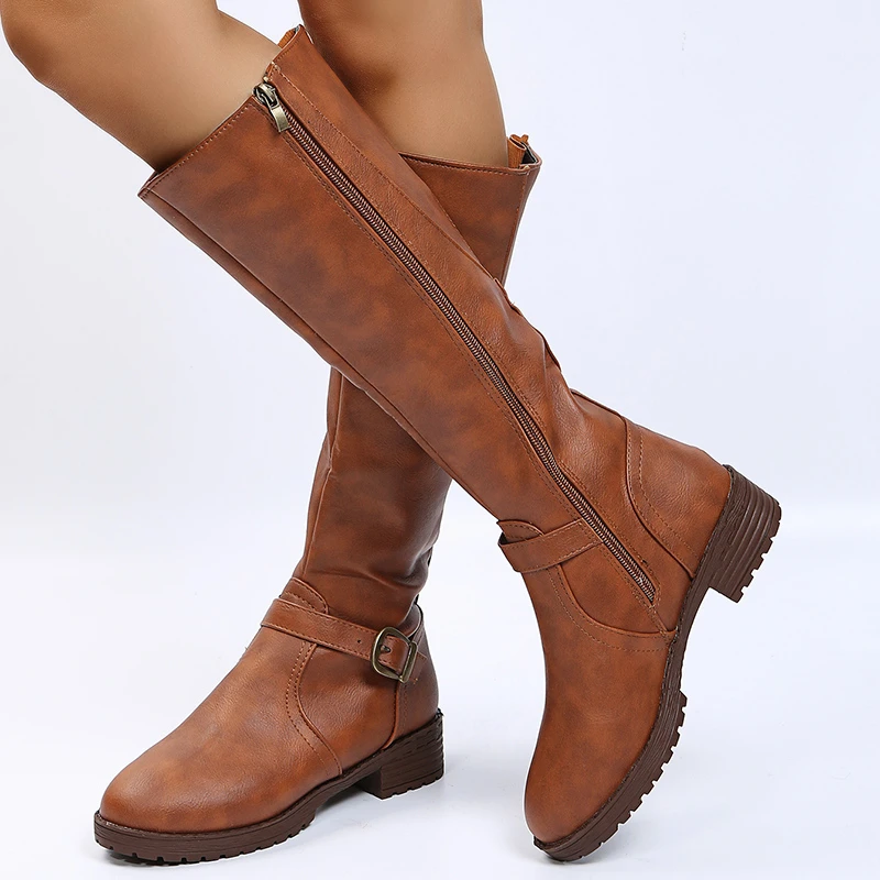 Fall/winter 2021 new Martin boots women's round head side zipper square heel center tube knee fashion boots 35-43
Fall/winter 2021 new Martin boots women's round head side zipper square heel center tube knee fashion boots 35-43