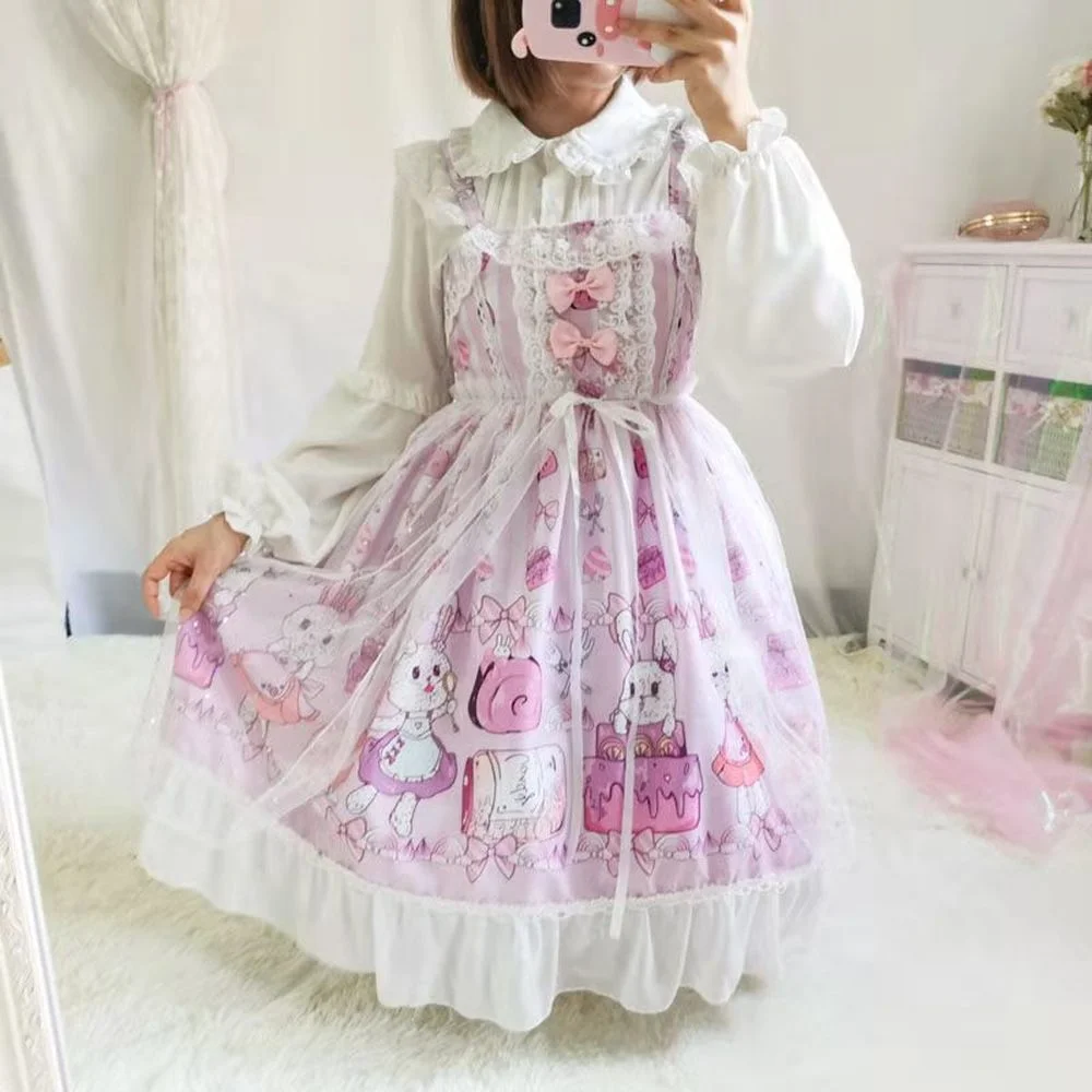 Lolita Jsk Dress Sweet Bow Tie OP Long-sleeved Rabbits Printed Retro Victorian Dress Kawaii Girl Gothic Lolita Costume
Lolita Jsk Dress Sweet Bow Tie OP Long-sleeved Rabbits Printed Retro Victorian Dress Kawaii Girl Gothic Lolita Costume