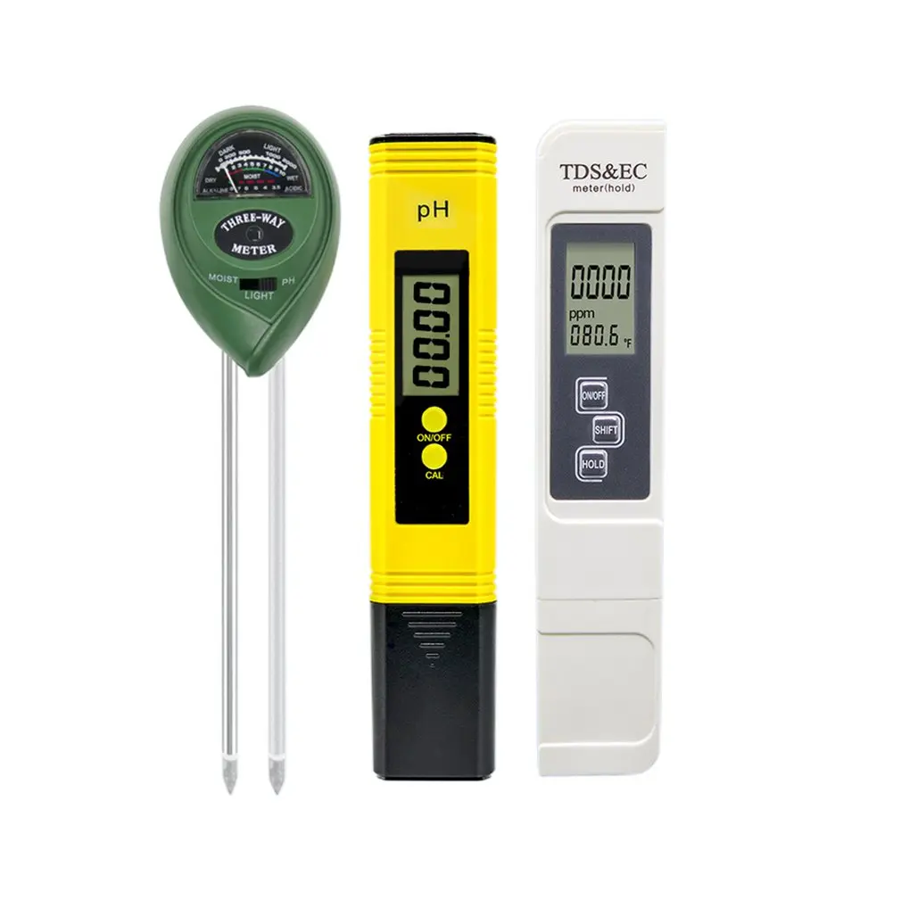 Soil Detector Set PH Acidimeter TDS & EC Meter Soil Test Gardening Soil Planting Moisture Acidity Humidity PH Monitor PH Meter
Soil Detector Set PH Acidimeter TDS & EC Meter Soil Test Gardening Soil Planting Moisture Acidity Humidity PH Monitor PH Meter