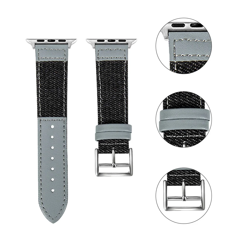 Ремешок из джинсовой кожи для apple watch band 42 мм 40 кожаный браслет iwatch 38 44 series 4 3 2 1 |