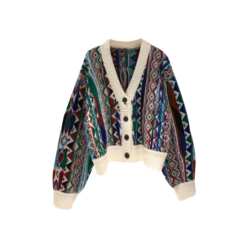2020 Autumn and Winter New National Geometric Print V Neck Full Cardigan Casual Sweater Women C837
2020 Autumn and Winter New National Geometric Print V Neck Full Cardigan Casual Sweater Women C837