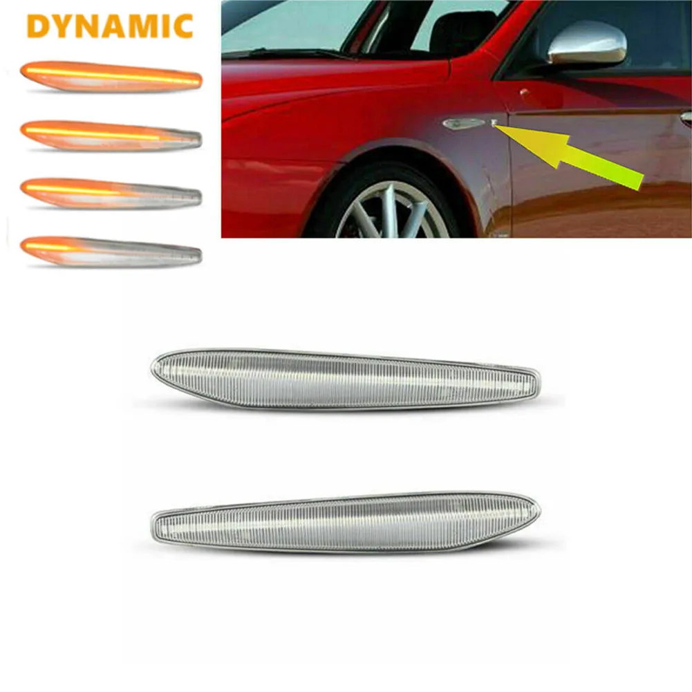 2pcs Dynamic LED Side Marker Indicator Light Clear Lens Car Signal Lamp Running Lighting Accessories For Romeo 159 Typ 939
2pcs Dynamic LED Side Marker Indicator Light Clear Lens Car Signal Lamp Running Lighting Accessories For Romeo 159 Typ 939
