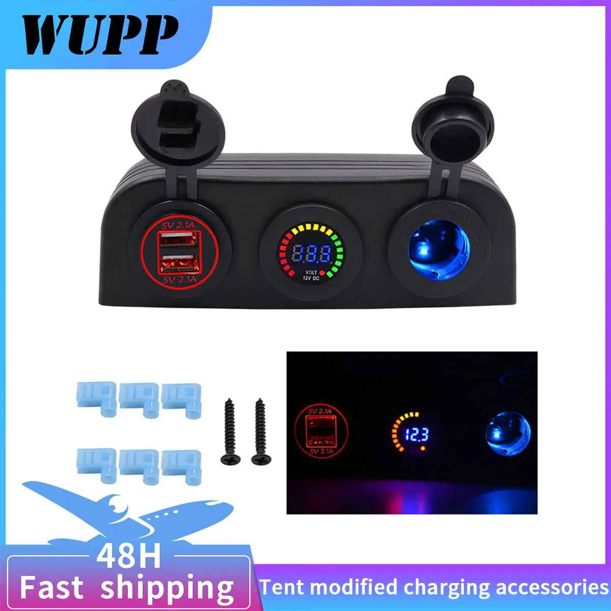 WUPP 12V Universal Dual USB Charger Color Screen Voltmeter Professional Cigarette Lighter Socket With Tent Base Car Accessories
WUPP 12V Universal Dual USB Charger Color Screen Voltmeter Professional Cigarette Lighter Socket With Tent Base Car Accessories