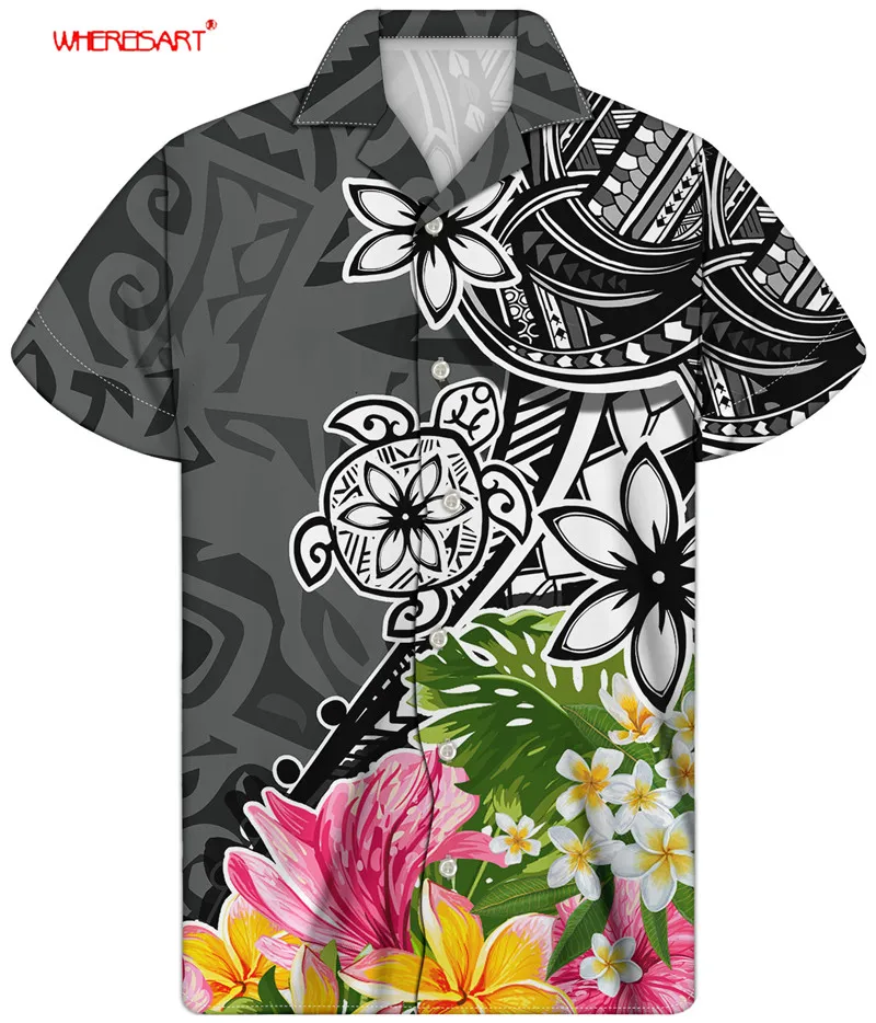 WHEREISTAR Summer Hawaiian Shirt Quick Dry Beach Clothing Men Casual Tops Polynesian Floral Turtle Design V-neck tshirt homme
WHEREISTAR Summer Hawaiian Shirt Quick Dry Beach Clothing Men Casual Tops Polynesian Floral Turtle Design V-neck tshirt homme
