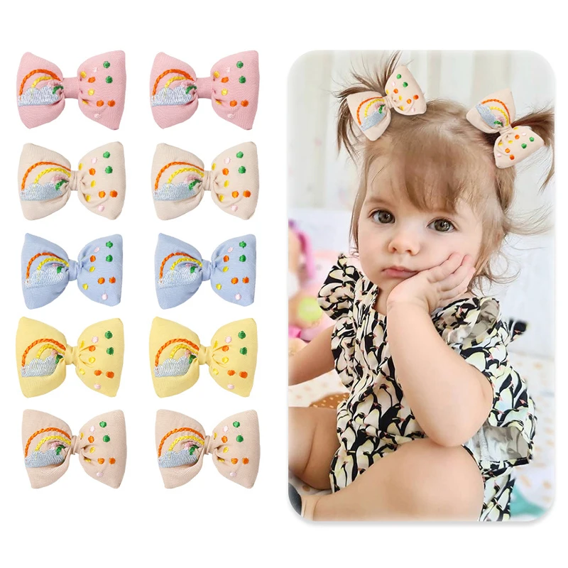 Children New Cotton-filled Rainbow Hair Accessories Cotton and Linen Bows Top Clip Girl Hairpins Hand-embroidered Bow Hair Clips
Children New Cotton-filled Rainbow Hair Accessories Cotton and Linen Bows Top Clip Girl Hairpins Hand-embroidered Bow Hair Clips