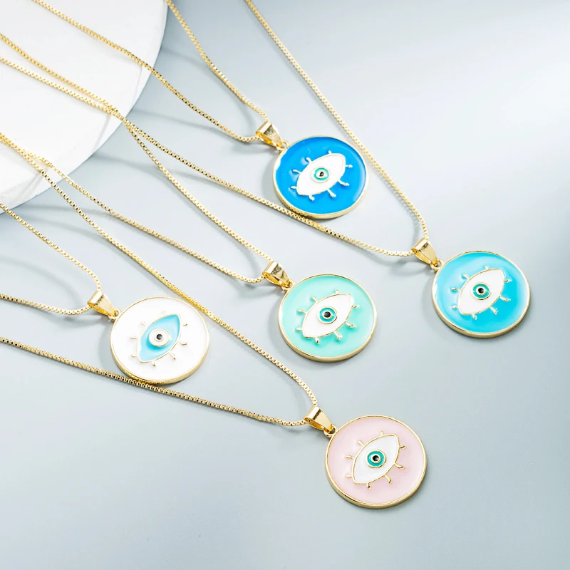 Evil Eye Bohemian Style Pendant Gold Necklaces for Women Multicolor Oil Drop Round Clavicle Chain Jewelry Accessories Wholesale
Evil Eye Bohemian Style Pendant Gold Necklaces for Women Multicolor Oil Drop Round Clavicle Chain Jewelry Accessories Wholesale