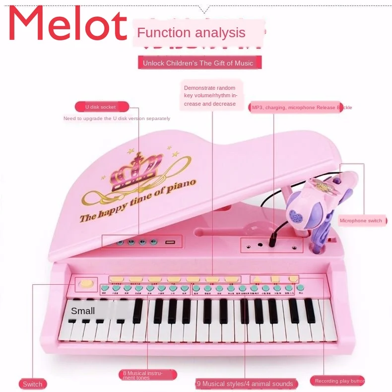 Children's Electronic Keyboard Toys Beginner Entry Baby Girl Educational Toys Multi-Functional Piano Development Intelligence
Children's Electronic Keyboard Toys Beginner Entry Baby Girl Educational Toys Multi-Functional Piano Development Intelligence