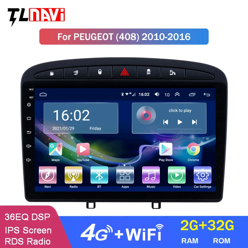 4G LTE 2G RAM 9 дюймов Android 10 Автомобильная стерео для 2010 2016 PEUGEOT 408 GPS навигация с Bluetooth
