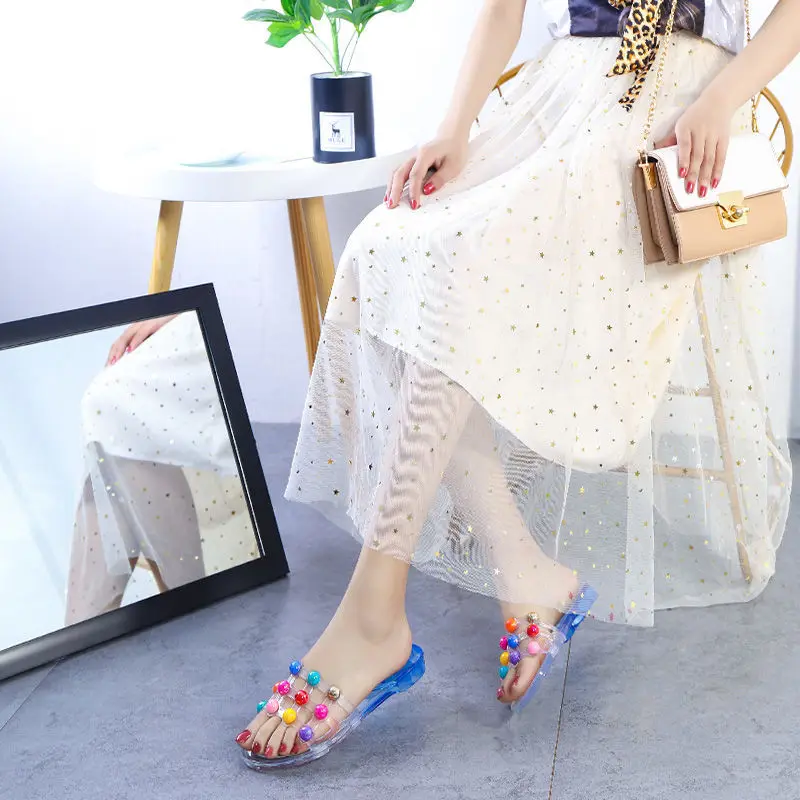 Slippers Women Summer Transparent Crystal Pearl Flat Beach Sandals Girls Soft Bottom Outer Wear Slippers FS21S196A
Slippers Women Summer Transparent Crystal Pearl Flat Beach Sandals Girls Soft Bottom Outer Wear Slippers FS21S196A