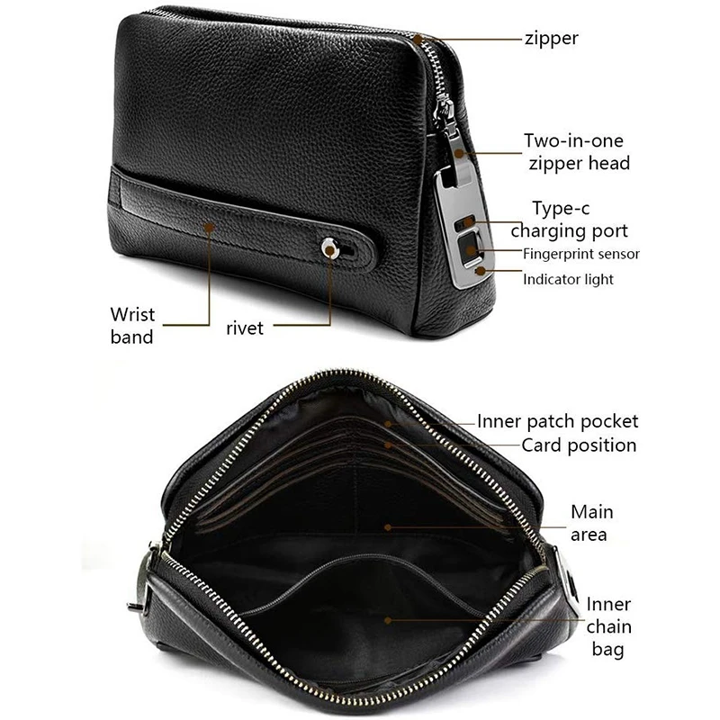 Men's Fingerprint Bags for Men Leather Hand Bag Male Long Money Wallets Mobile Phone Pouch Men Messenger Bag Anti-Theft Purses
Men's Fingerprint Bags for Men Leather Hand Bag Male Long Money Wallets Mobile Phone Pouch Men Messenger Bag Anti-Theft Purses