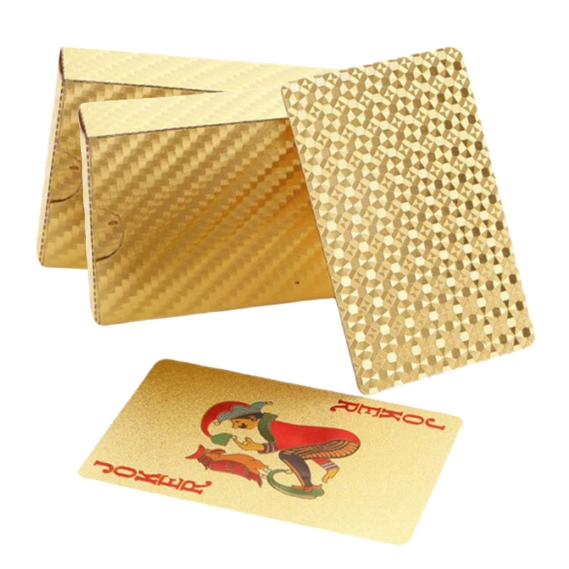 

Waterproof Gold Plated Playing Cards Plastic Poker Game Cards Classic Tyrant Gold Grid Playing Cards