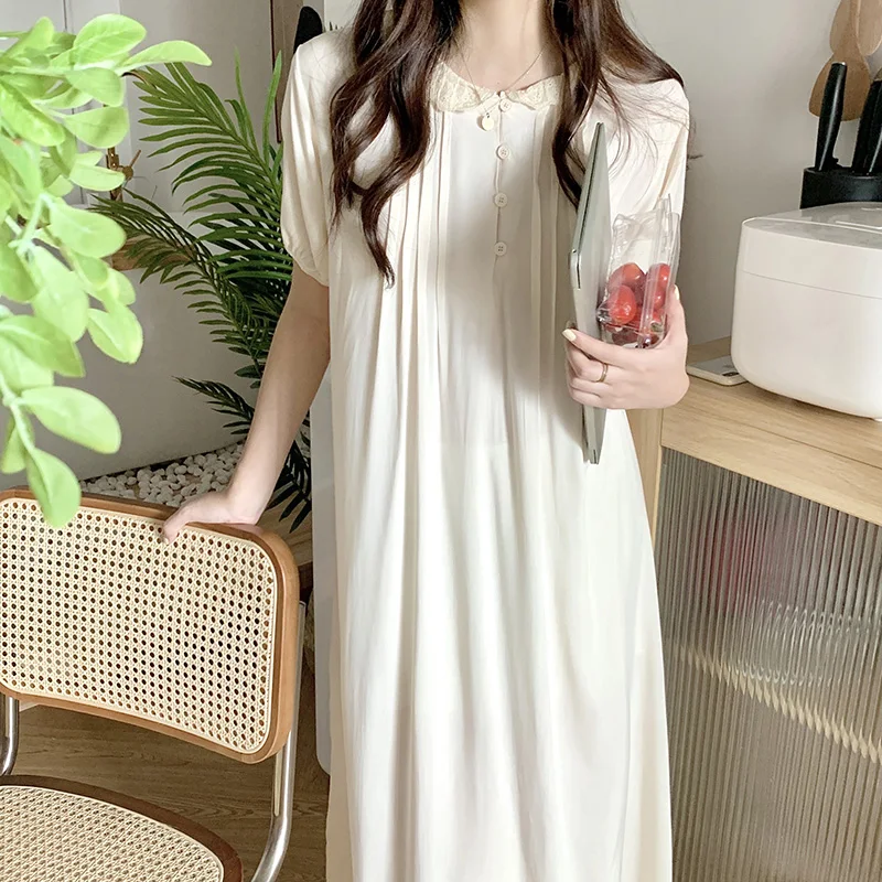 Oversized Summer Nightgown Loose Short Sleeve O-Neck Long Sleepwear Ruffles Casual Soft Cotton Home Clothes Maxi Nightdress
Oversized Summer Nightgown Loose Short Sleeve O-Neck Long Sleepwear Ruffles Casual Soft Cotton Home Clothes Maxi Nightdress