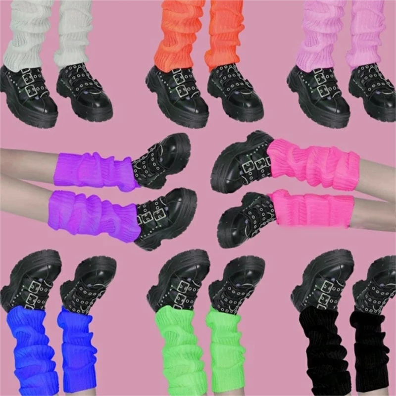 

Punk Solid Cool Knit Long Socks Girls Outdoor Knee High Elastic Leg Warmers 2000s Lady Warm Gothic Hip-hop Rock Sock