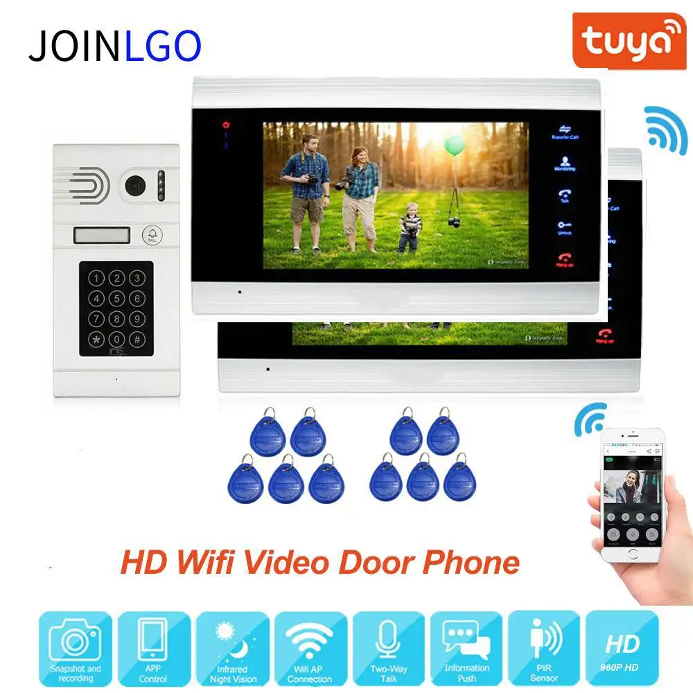 

960P AHD WiFi IP Video Door Phone Intercom System Motion Detection Code Keypad RFID Camera Tuya Smart App Remote Unlock