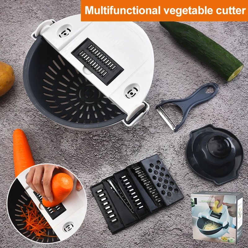 Multifunctional Easy Food Chopper Set with Drain Basket Large Capacity Vegetable Basket with 7 Slicers Kitchen Tools J99
Multifunctional Easy Food Chopper Set with Drain Basket Large Capacity Vegetable Basket with 7 Slicers Kitchen Tools J99