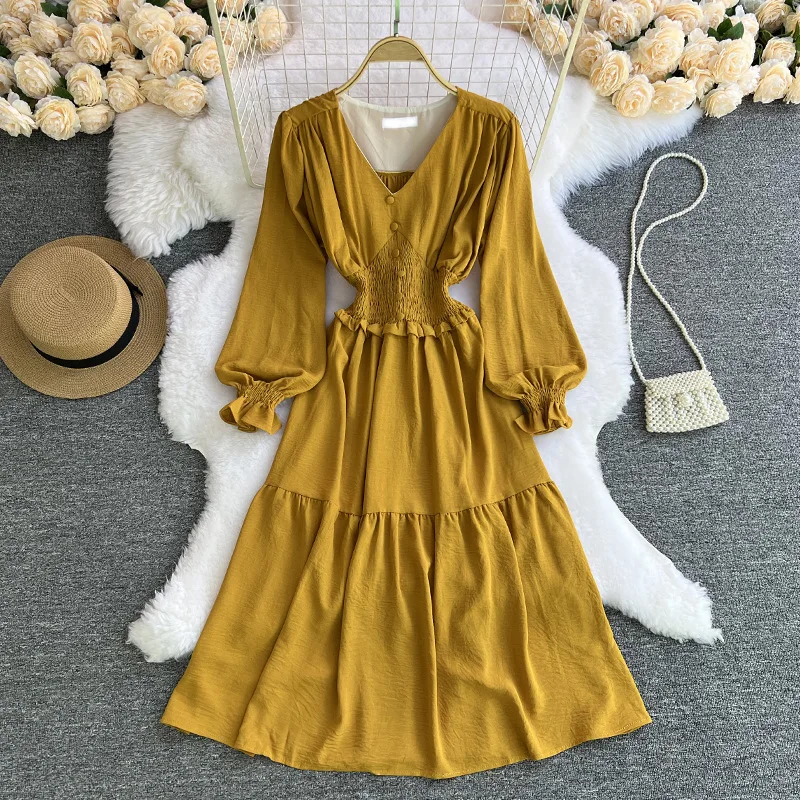 Женское длинное платье с V-образным вырезом, элегантное дизайнерское платье миди с длинным рукавом-фонариком на талии в стиле ретро, лето
Женское длинное платье с V-образным вырезом, элегантное дизайнерское платье миди с длинным рукавом-фонариком на талии в стиле ретро, лето