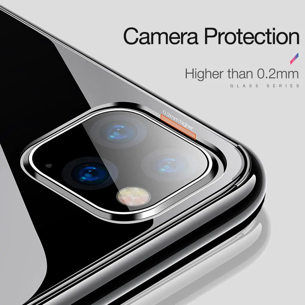 Прозрачный стеклянный чехол для Iphone 11 Pro Max 2019 телефона мягкий TPU Edge Coque iPhone Xs Xr X 7 8 6S