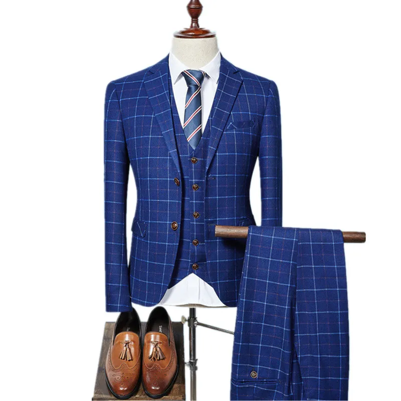 Men's suit men's slim plaid suit 3-piece blazer pants vest men's business casual suit wedding groom dress
Men's suit men's slim plaid suit 3-piece blazer pants vest men's business casual suit wedding groom dress