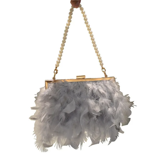 Hand bags of women Turkey feather crossbody clutch handbag ostrich feather pearl chain one shoulder dinner bag
Hand bags of women Turkey feather crossbody clutch handbag ostrich feather pearl chain one shoulder dinner bag