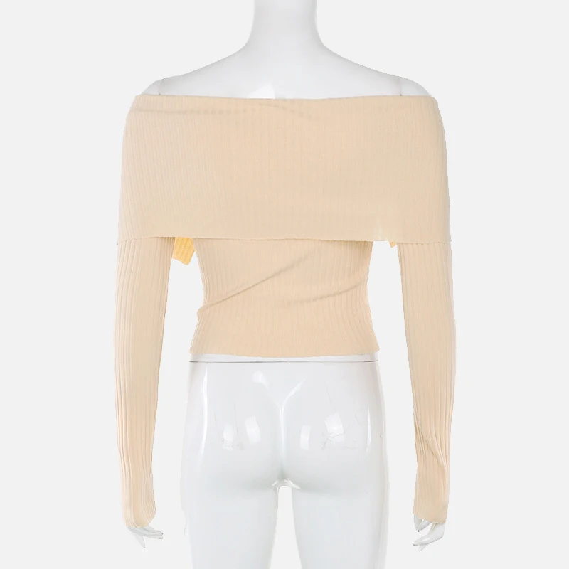 Knitted Ribbed Women's Sweater Sexy Slim Turn-down Collar Off the shoulder Female Sweaters 2021 Winter New Solid Ladies Pullover
Knitted Ribbed Women's Sweater Sexy Slim Turn-down Collar Off the shoulder Female Sweaters 2021 Winter New Solid Ladies Pullover