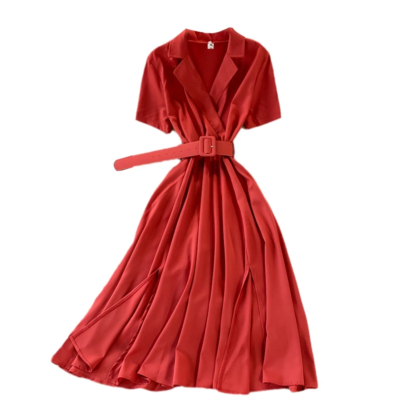 LoveFlowerLife New Summer Casual Solid Slim Lady Dress A Line Notched Collar Short High Waist Mid-Calf Women Dresses 
LoveFlowerLife New Summer Casual Solid Slim Lady Dress A Line Notched Collar Short High Waist Mid-Calf Women Dresses