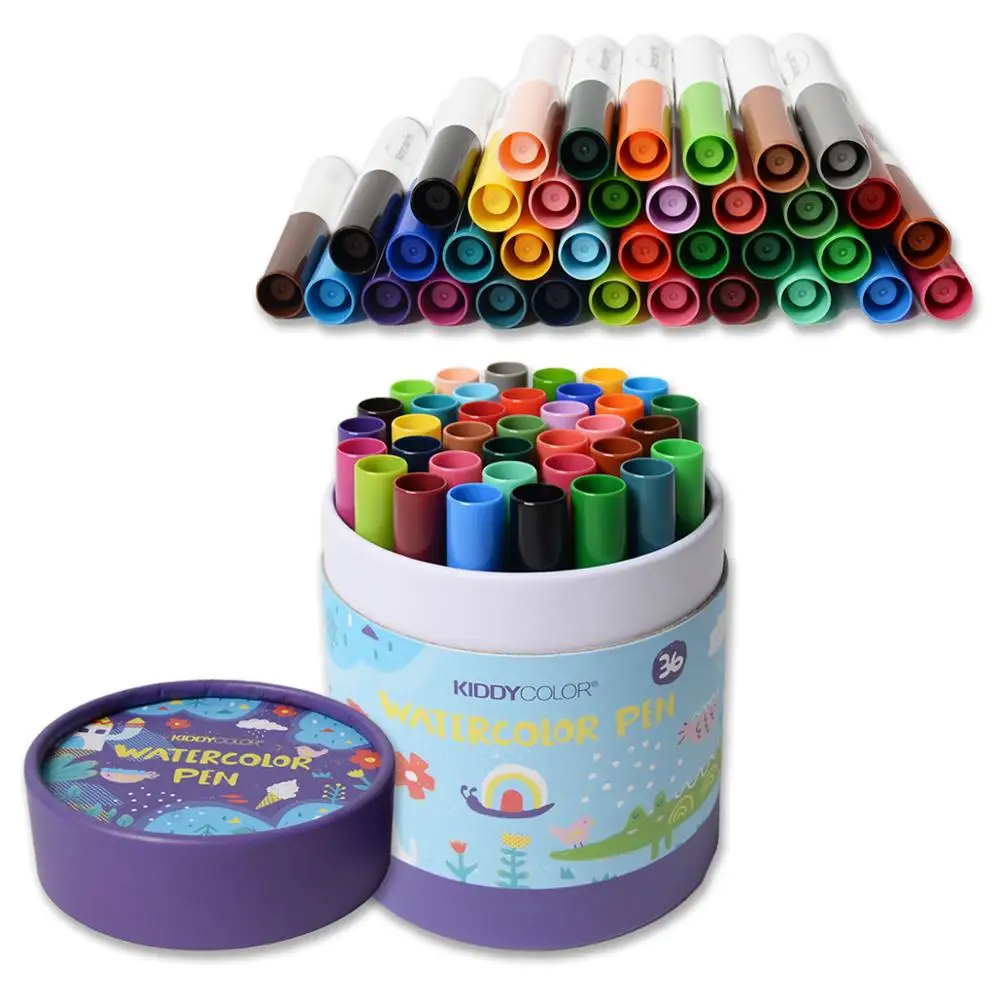 Детские акварельные мини ручки KIDDYCOLOR 36/48 цветов конусные Контурные широкие