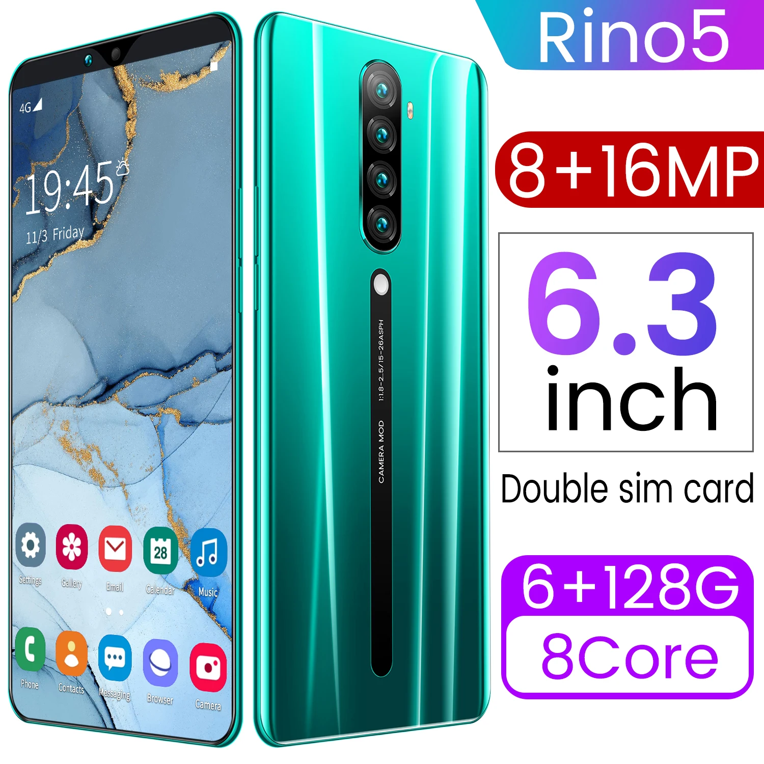 Global Version Rino5 6.3Inch Smartphone Big Screen 6 128GB Dual SIM 8 16MP Mobilephone 4800mAh MTK6580 Fingerprint ID Andriod
Global Version Rino5 6.3Inch Smartphone Big Screen 6 128GB Dual SIM 8 16MP Mobilephone 4800mAh MTK6580 Fingerprint ID Andriod