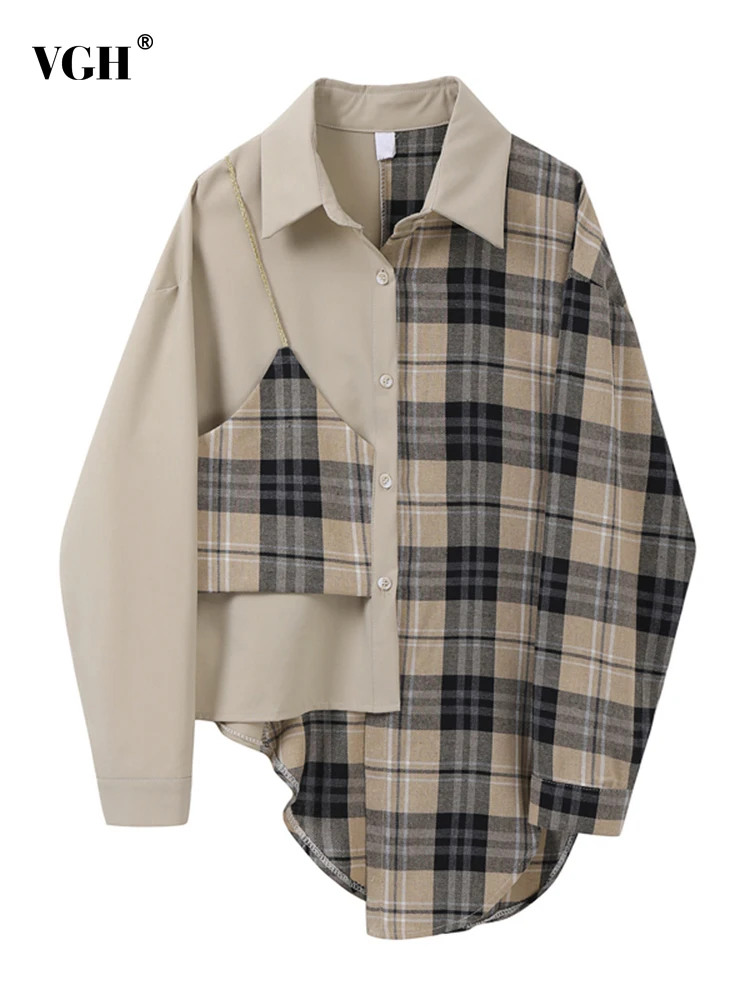 Повседневная Женская рубашка VGH в клетку с отложным воротником и длинным рукавом, прямая блузка на пуговицах, Женская стильная одежда
Повседневная Женская рубашка VGH в клетку с отложным воротником и длинным рукавом, прямая блузка на пуговицах, Женская стильная одежда