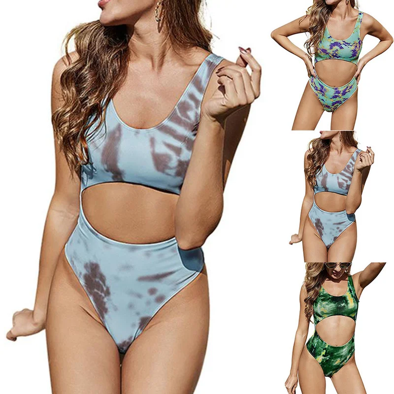 Summer Women Tie-Dye Monokini Bikini High-Waisted Swimwear Swimsuit Beachwear Swimming Suit for Womens 
Summer Women Tie-Dye Monokini Bikini High-Waisted Swimwear Swimsuit Beachwear Swimming Suit for Womens