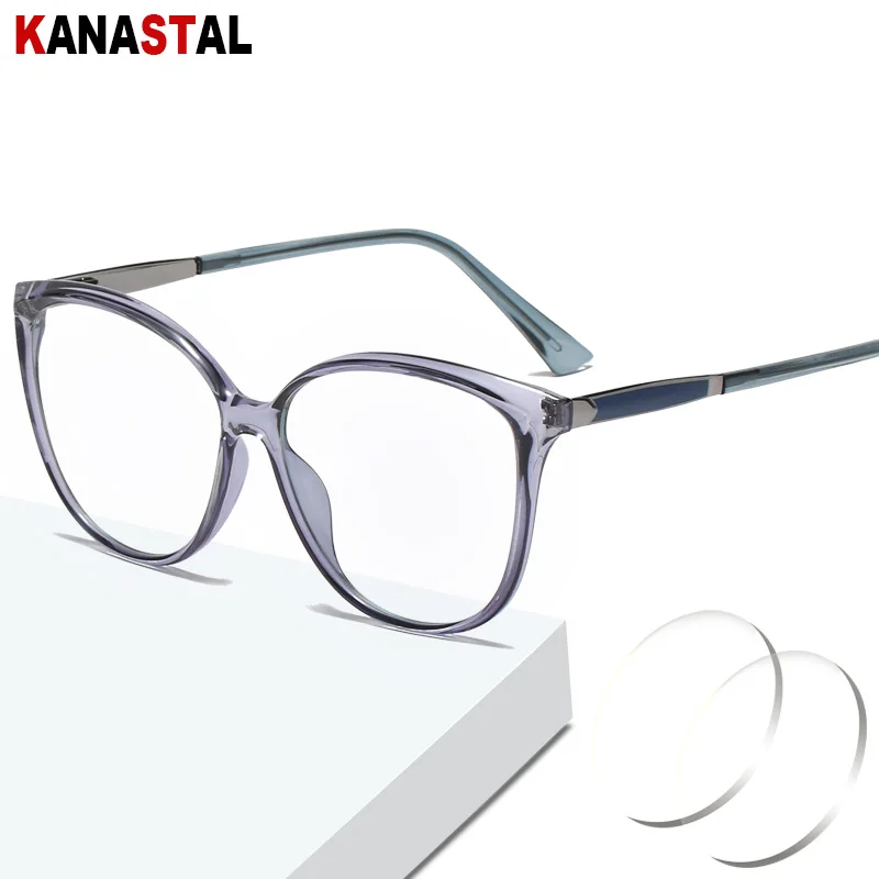 

Мужские и женские очки для чтения, металлическая оправа кошачий глаз из пластика TR90 с защитой от синего света, для дальнозоркости и близорук...