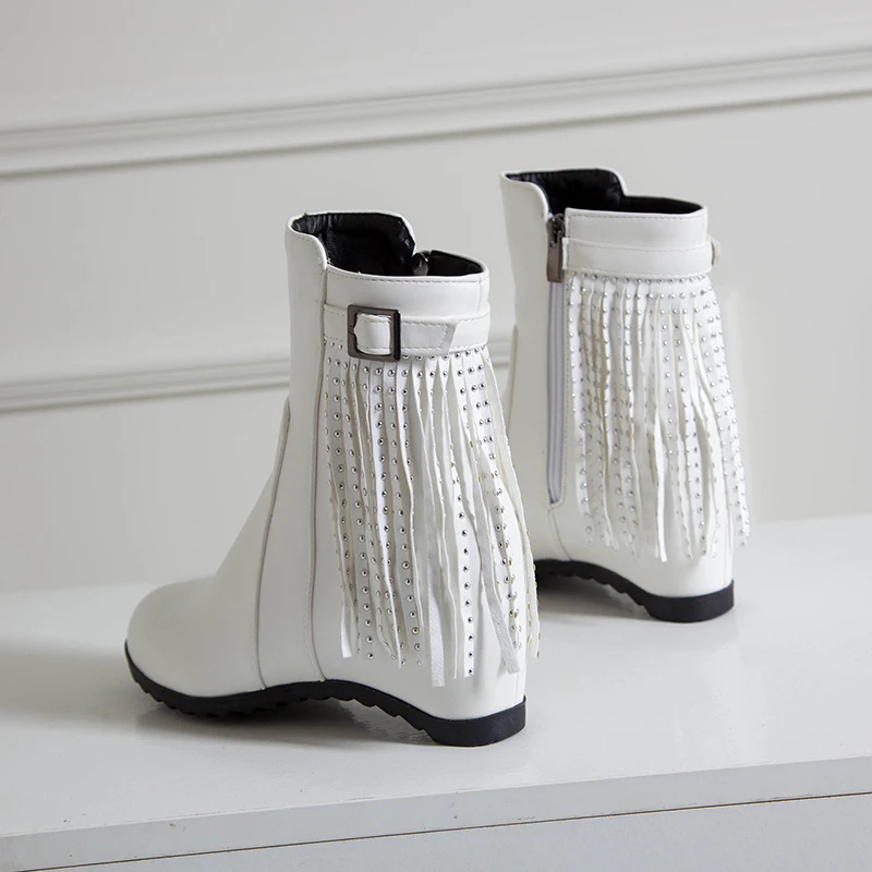 Autumn/Winter PU Leather Women Boots Sexy Tassel Invisible Wedge Heel Ankle Boots Ladies Black White Shoes Zapatos Mujer
Autumn/Winter PU Leather Women Boots Sexy Tassel Invisible Wedge Heel Ankle Boots Ladies Black White Shoes Zapatos Mujer