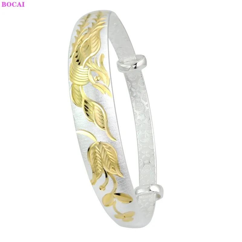 BOCAI 100% S999 Sterling Silver Bangle Fashion Lily Phoenix Plum Blossom Bracelet Color Pure Argentum Hand Jewelry For Women
BOCAI 100% S999 Sterling Silver Bangle Fashion Lily Phoenix Plum Blossom Bracelet Color Pure Argentum Hand Jewelry For Women