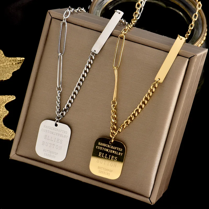 Fashion Titanium Steel Letter Long Chain Necklace For Women Men Jewelry Gifts Square Pendant Necklace Accessories
Fashion Titanium Steel Letter Long Chain Necklace For Women Men Jewelry Gifts Square Pendant Necklace Accessories