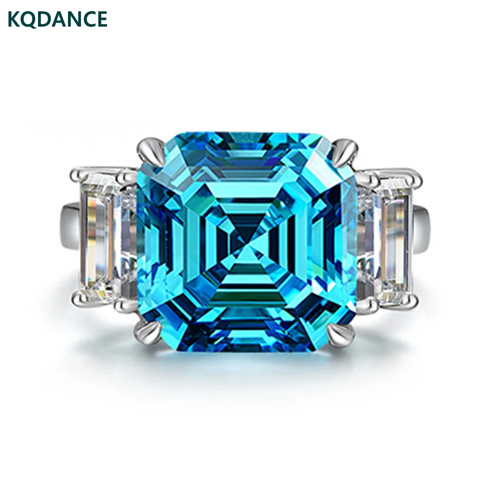 

Роскошное бриллиантовое кольцо KQDANCE с цитрином, аквамарином и синим камнем 12 мм для женщин