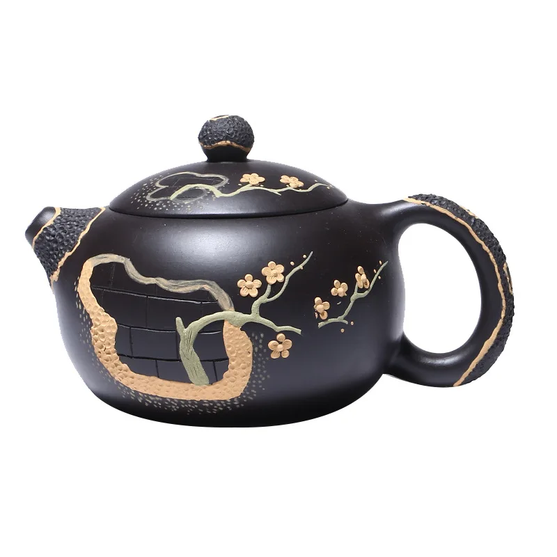 Teapot Yixing raw ore black mud ball hole purple clay teapot engraved with dark fragrance Xishi Teapot Set
Teapot Yixing raw ore black mud ball hole purple clay teapot engraved with dark fragrance Xishi Teapot Set