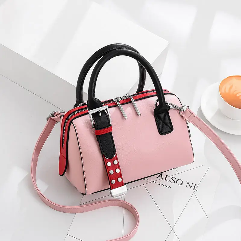 Fashion PU Leather Women Boston Handbags Stitching Color Ladies Rivet Shoulder Pillow Bags Elegant Female Clutch Purse Tote Bag
Fashion PU Leather Women Boston Handbags Stitching Color Ladies Rivet Shoulder Pillow Bags Elegant Female Clutch Purse Tote Bag