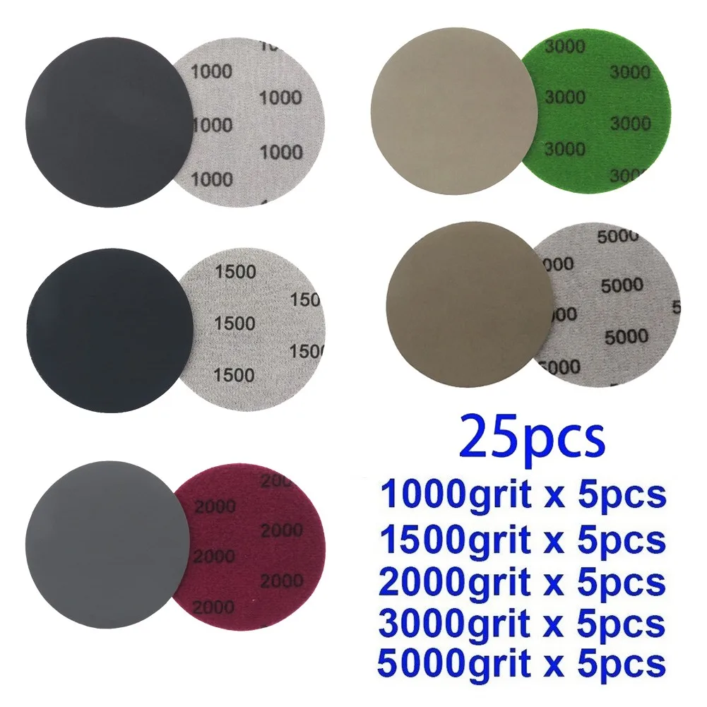 25pcs 3 Inch Hook&Loop Waterproof Sandpapers Wet/Dry 1000 1500 2000 3000 5000Grit 75mm Sanding Discs For Polishing
25pcs 3 Inch Hook&Loop Waterproof Sandpapers Wet/Dry 1000 1500 2000 3000 5000Grit 75mm Sanding Discs For Polishing