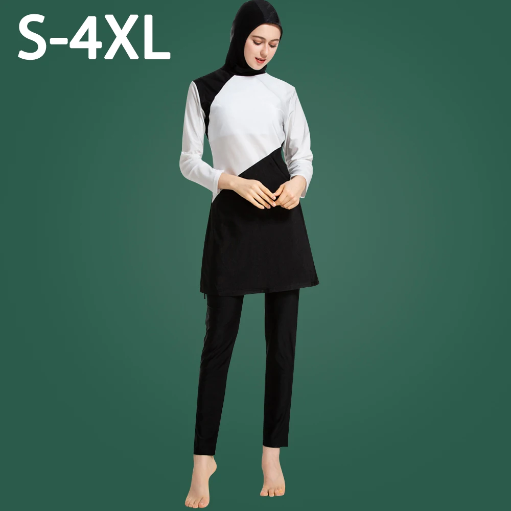2021 Burkini Muslim Swimwear Women's Conservative Swimsuit Islamic Woman Borkini Black White Long Sleeve Swim Hijab Big Size 4XL
2021 Burkini Muslim Swimwear Women's Conservative Swimsuit Islamic Woman Borkini Black White Long Sleeve Swim Hijab Big Size 4XL