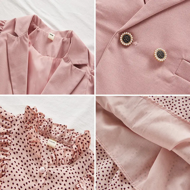 Childrens Clothing Casual Blazer + Ruffle Dot Dress 2pcs Girls Clothes Set Suit 4-13Y Girls Dress Set Solid Color Coat Princess
Childrens Clothing Casual Blazer + Ruffle Dot Dress 2pcs Girls Clothes Set Suit 4-13Y Girls Dress Set Solid Color Coat Princess