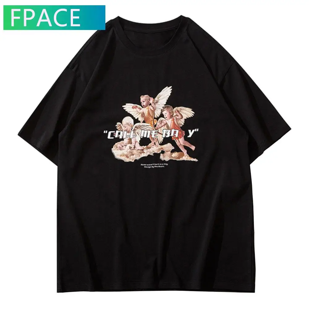 FPACE Tees Shirts Streetwear Angel Baby Print Short Sleeve Tshirts Hip Hop Harajuku Mens Fashion Casual Loose Cotton Tops
FPACE Tees Shirts Streetwear Angel Baby Print Short Sleeve Tshirts Hip Hop Harajuku Mens Fashion Casual Loose Cotton Tops