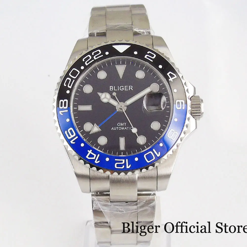 BLIGER GMT Mechanical Men Watch Sapphire Glass Steel Band Transparent Backcover Black Blue Bezel Insert
BLIGER GMT Mechanical Men Watch Sapphire Glass Steel Band Transparent Backcover Black Blue Bezel Insert