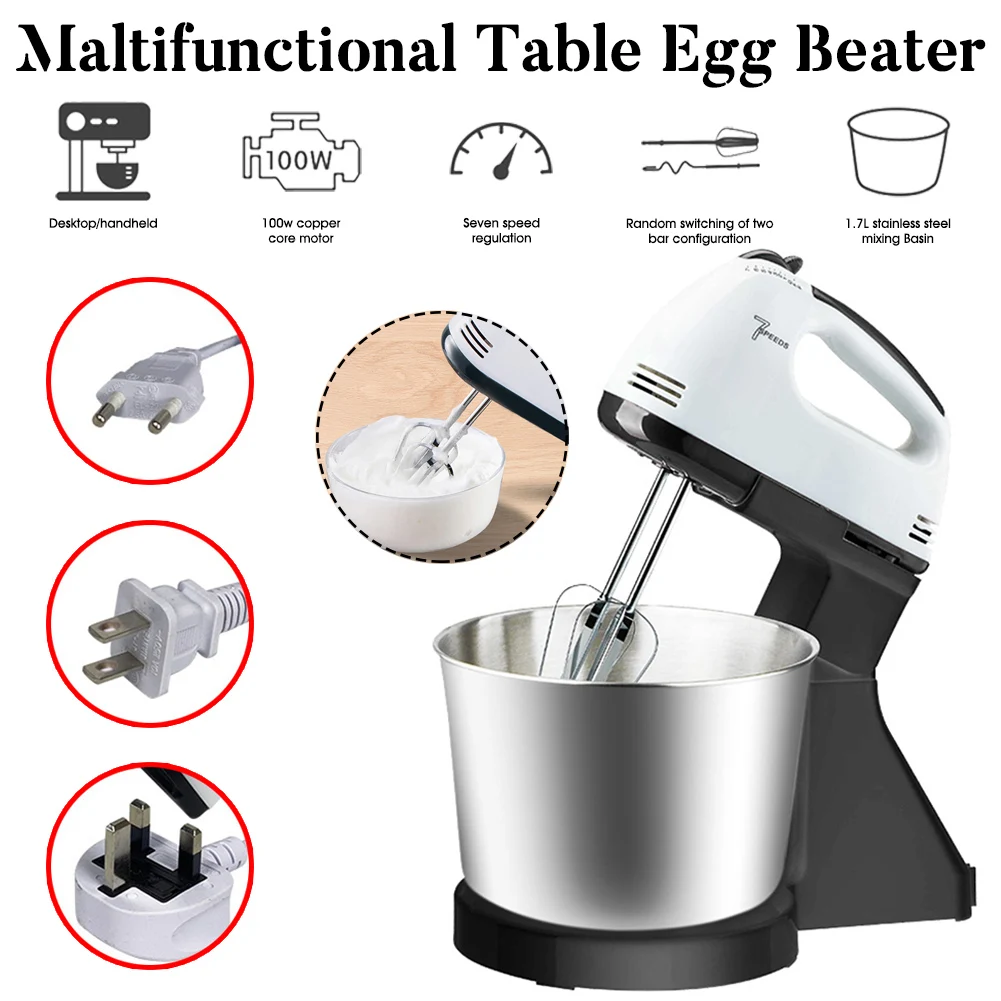 Hand Mixer Electric Egg Beater 7 Speeds Handheld Whisk with Stainless Steel 2 Beaters 2 Dough Hooks 1.7L Container
Hand Mixer Electric Egg Beater 7 Speeds Handheld Whisk with Stainless Steel 2 Beaters 2 Dough Hooks 1.7L Container