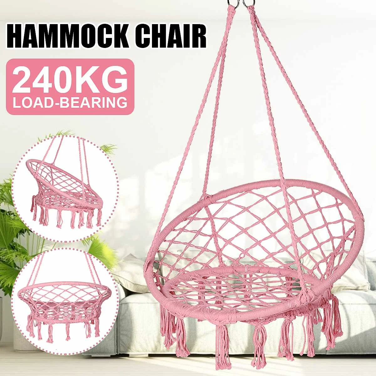 Hammock Chair Fringe Tassels Exquisite Dreamy Round Hanging Chair Cotton Rope Macrame Swing Chairs
Hammock Chair Fringe Tassels Exquisite Dreamy Round Hanging Chair Cotton Rope Macrame Swing Chairs